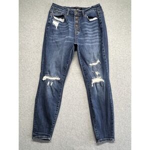 Judy Blue 16W Skinny Fit Button Fly High Rise Distressed Stretch Fav Denim 30"